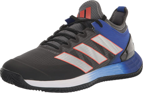adidas Men's Adizero Ubersonic 4 Tennis Shoe, Grey/Silver Metallic/Solar Red (Clay), 13