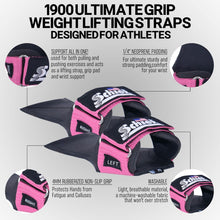Load image into Gallery viewer, Schiek Sports 1900 Ultimate Hand Grip - 9 mm Thick Neoprene Grips for Weight Lifting - Ultra Durable Non Slip Secure Grip
